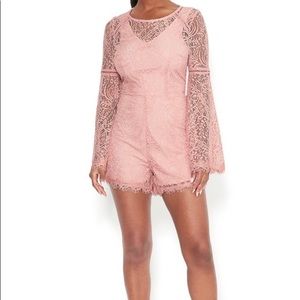 BEBE lace flare sleeve romper